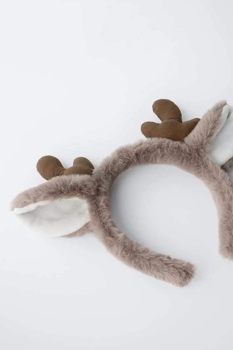 FAUX FUR REINDEER HEADBAND
