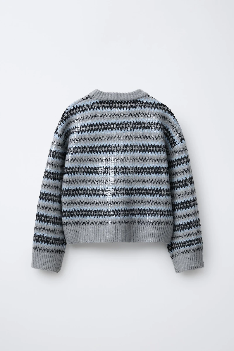 SEQUIN JACQUARD KNIT JUMPER