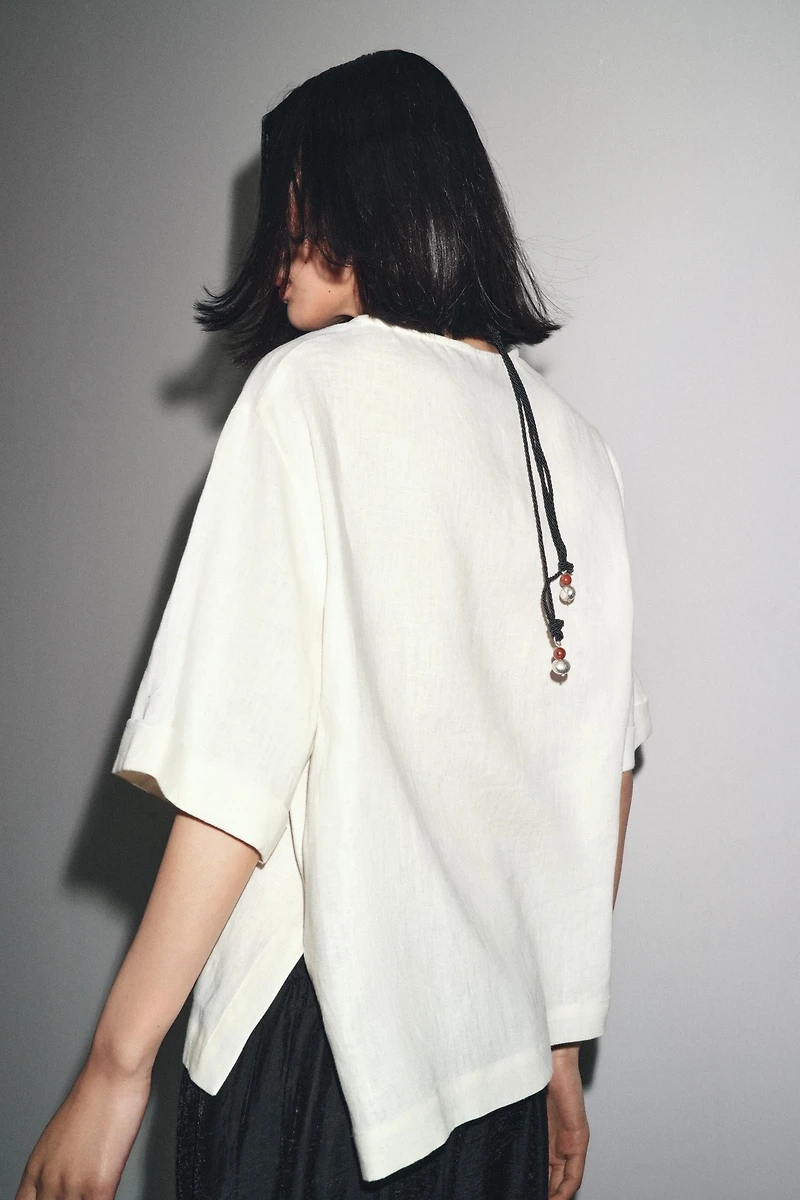 SHORT SLEEVE LINEN TOP ZW COLLECTION