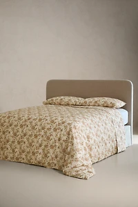 DRAP DE DESSUS SATIN FLEURS