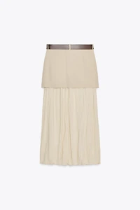 JUPE MIDI COMBINÉE CEINTURE