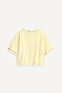 T-SHIRT SURPIQÛRES FLEUR BRODÉE COTON LIN ÉDITION LIMITÉE