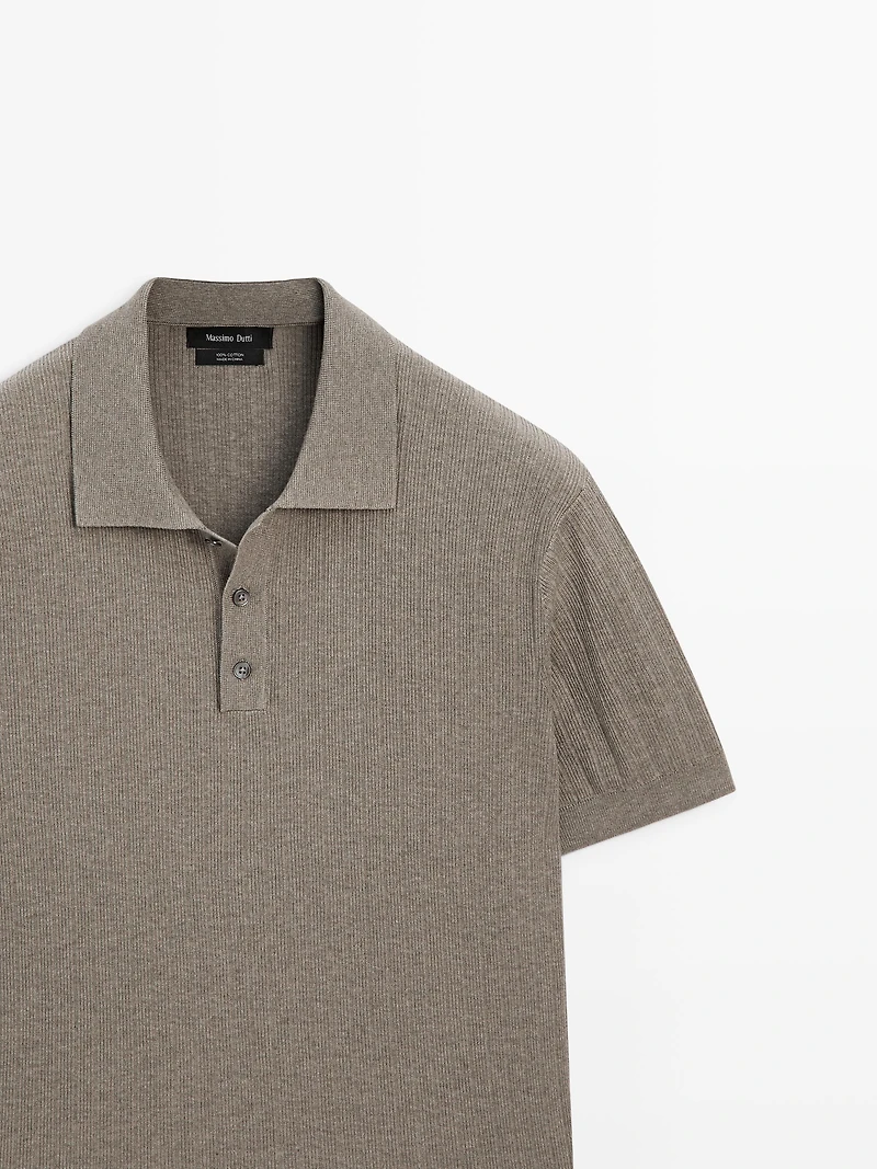 Polo en maille côtelée coton