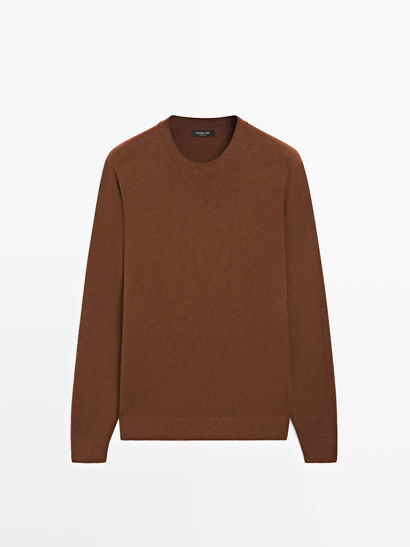 Pull col rond en maille de coton et laine