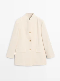 High neck satin blazer