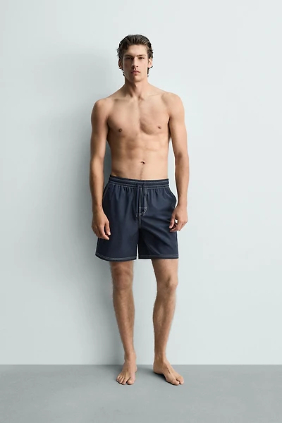 LONG SWIMSUIT WITH CONTRAST STITCHING