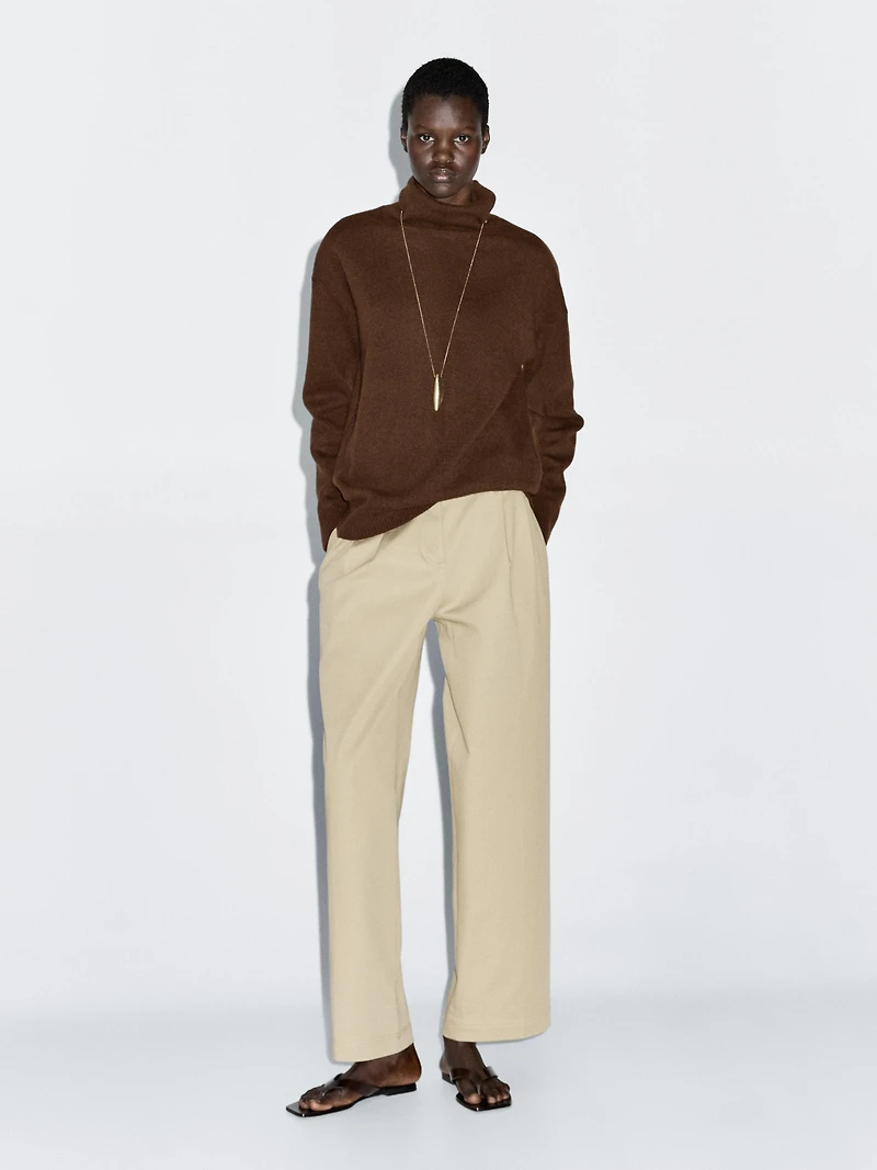 Wool blend knit turtleneck sweater