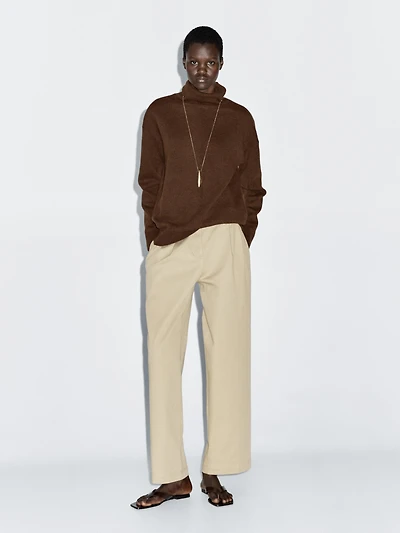 Wool blend knit turtleneck sweater
