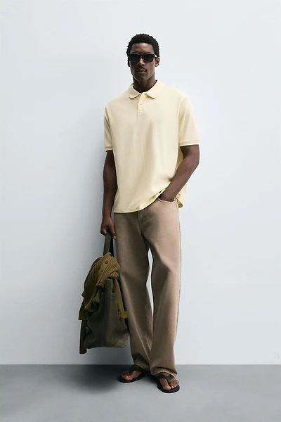 WASHED PIQUÉ TEXTURED POLO SHIRT