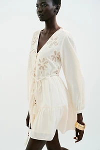 EMBROIDERED TEXTURED DRESS