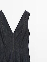 Denim midi dress with seam details