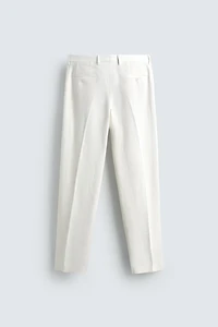 PANTALON À PLIS DE COSTUME 100 % LIN