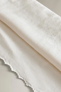 EMBROIDERED HEMSTITCHED WASHED LINEN TOWEL