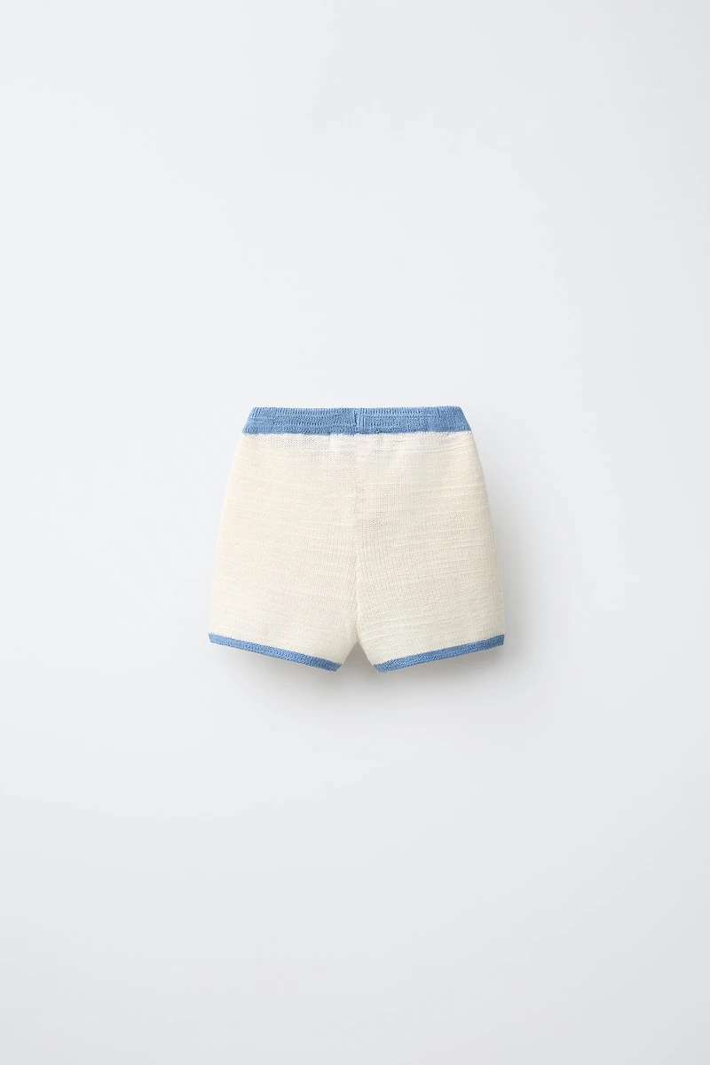 CONTRAST KNIT SHORTS