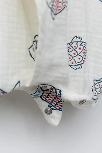 FISH PRINT WRAP ROMPER