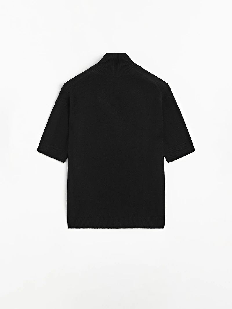 Pull en maille 100 % laine à manches courtes