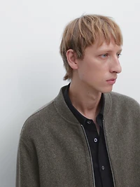 Wool blend bomber jacket