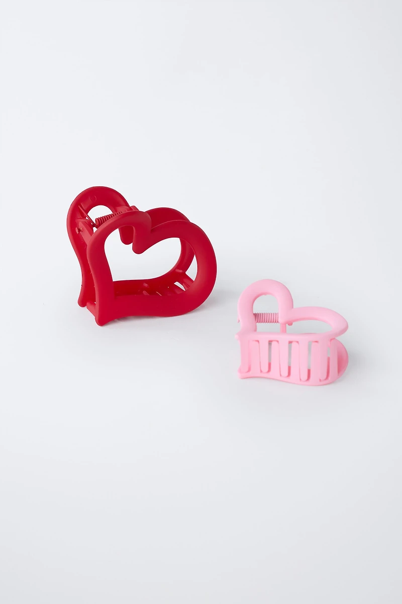 PACK OF TWO HEART-SHAPED HAIR CLIPS