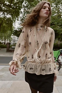 SEMI-SHEER SEQUIN BLOUSE