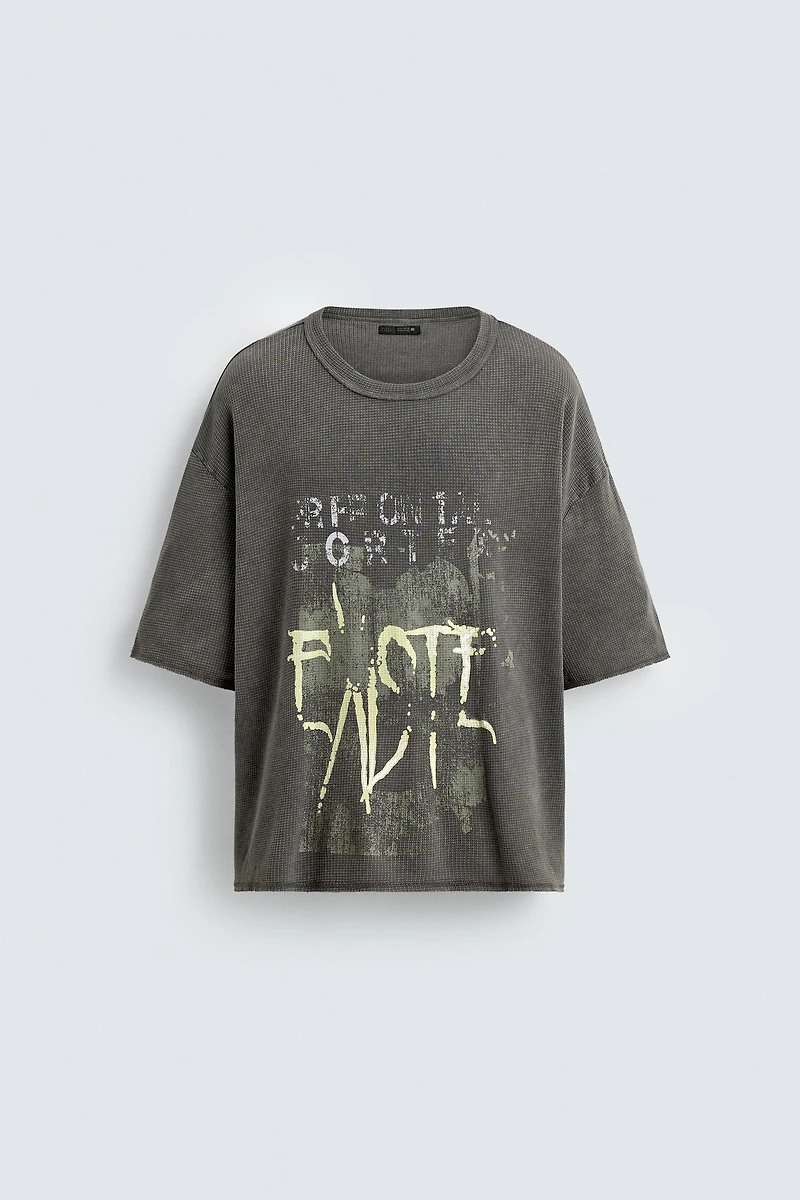 WASHED PRINTED KNIT T-SHIRT