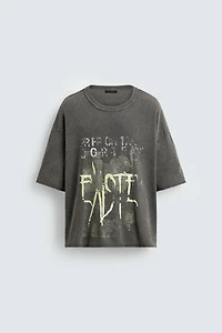 WASHED PRINTED KNIT T-SHIRT
