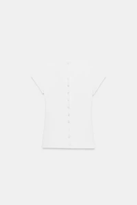 RIBBED BUTTON-UP T-SHIRT