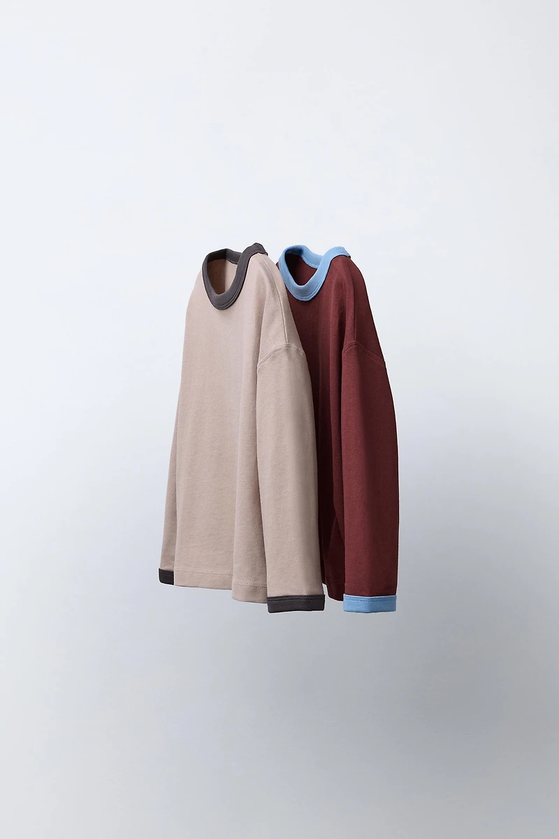 TWO-PACK OF PLAIN T-SHIRTS WITH CONTRAST TRIM