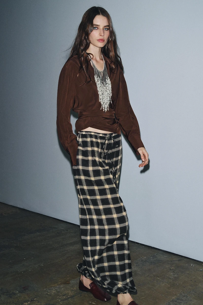 ZW COLLECTION PLAID BALLOON PANTS
