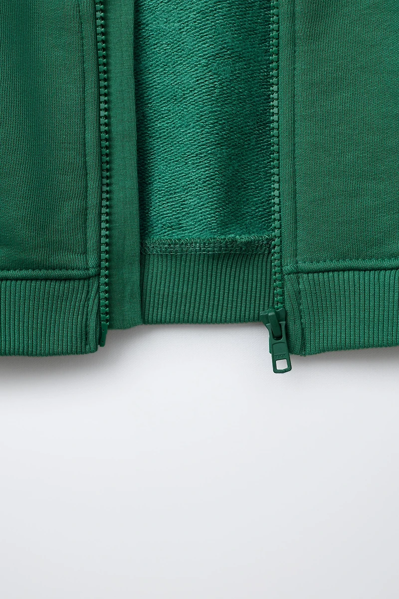 BASIC TEXT ZIP-UP SWEATSHIRT