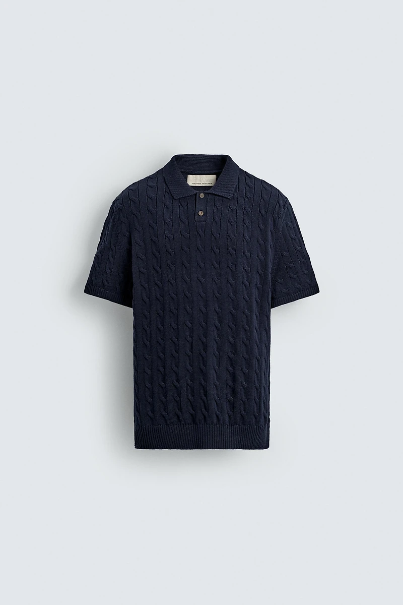 POLO EN MAILLE STRUCTURÉE À TRESSES