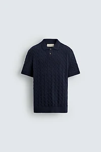 POLO EN MAILLE STRUCTURÉE À TRESSES