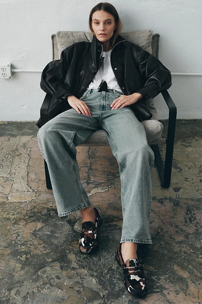 ANIMAL EMBOSSED LEATHER LOAFERS