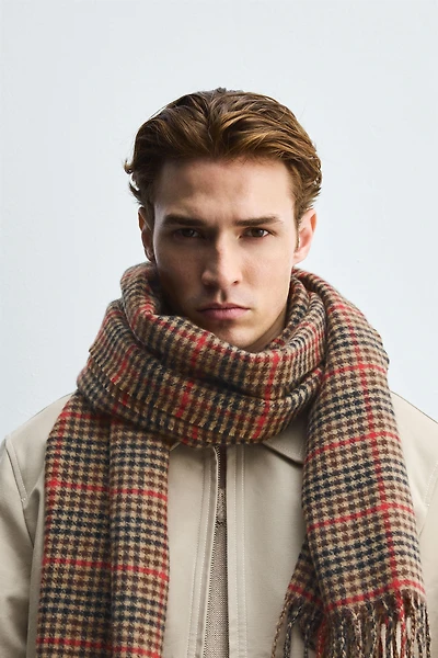 PLAID FRINGE SCARF