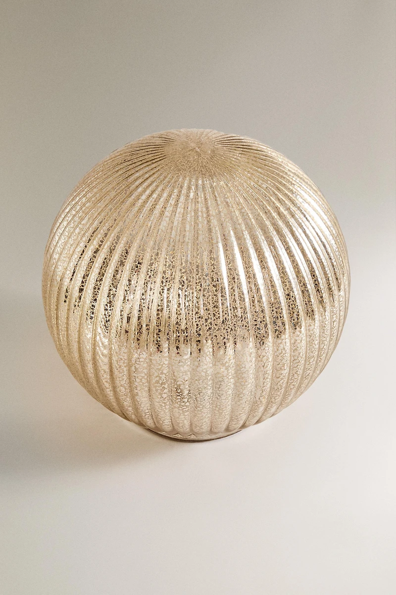 MEDIUM STRIPED LED LIGHT BALL CHRISTMAS ORNAMENT