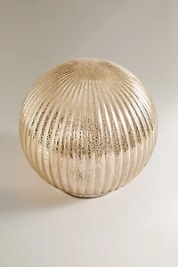 MEDIUM STRIPED LED LIGHT BALL CHRISTMAS ORNAMENT