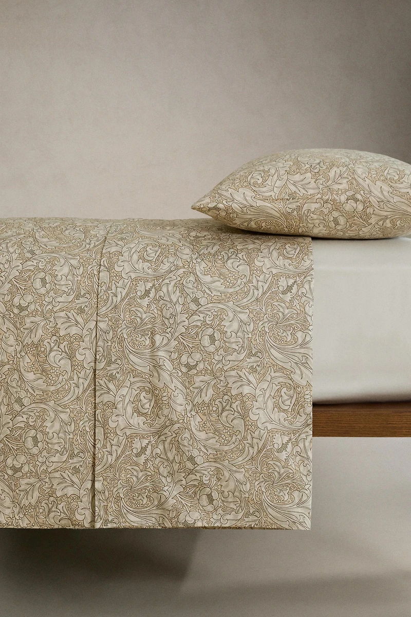 MORRIS & CO. FLORAL SATEEN COTTON FLAT SHEET