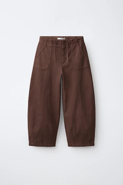 SOLID BARREL LEG TROUSERS