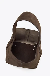 SPLIT LEATHER MINI BUCKET BAG