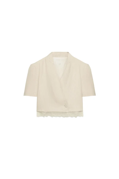 LACE TRIM CROPPED BLAZER