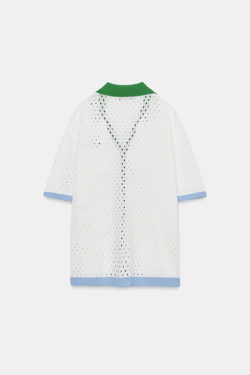 OPEN-KNIT POLO SHIRT