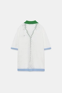 OPEN-KNIT POLO SHIRT