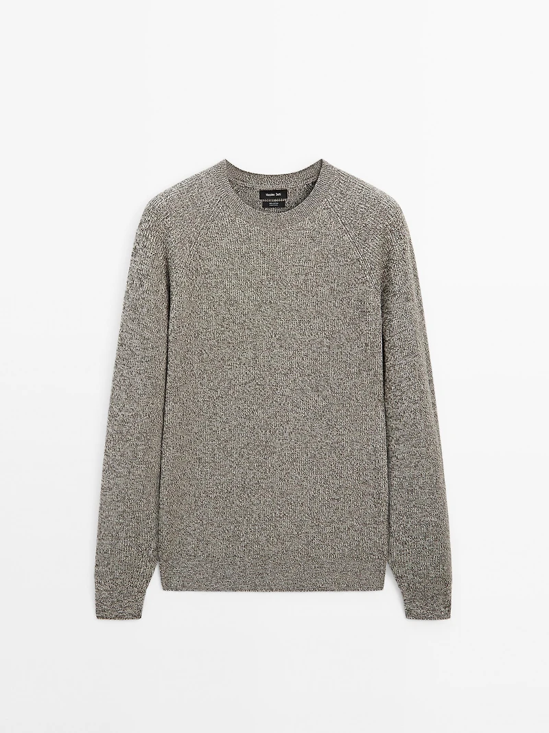 Crew neck mouliné knit sweater