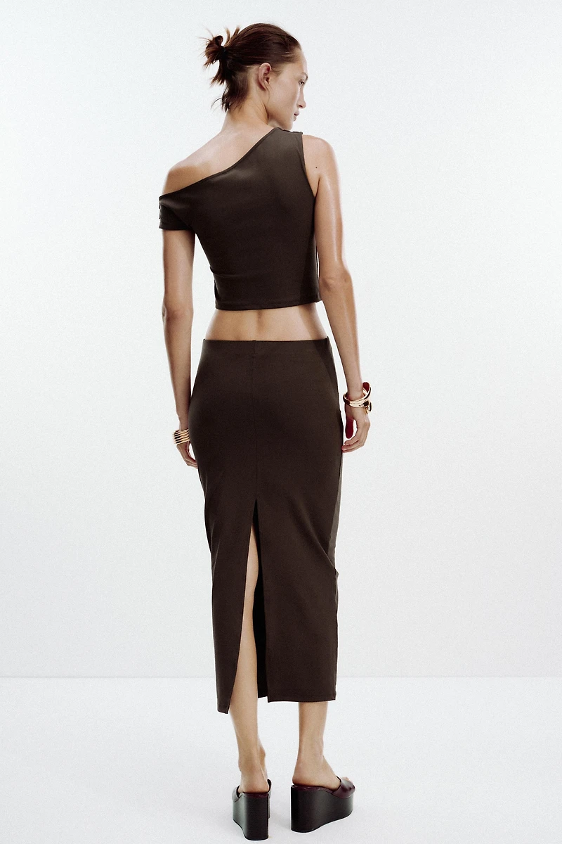 TEXTURED MIDI SKIRT