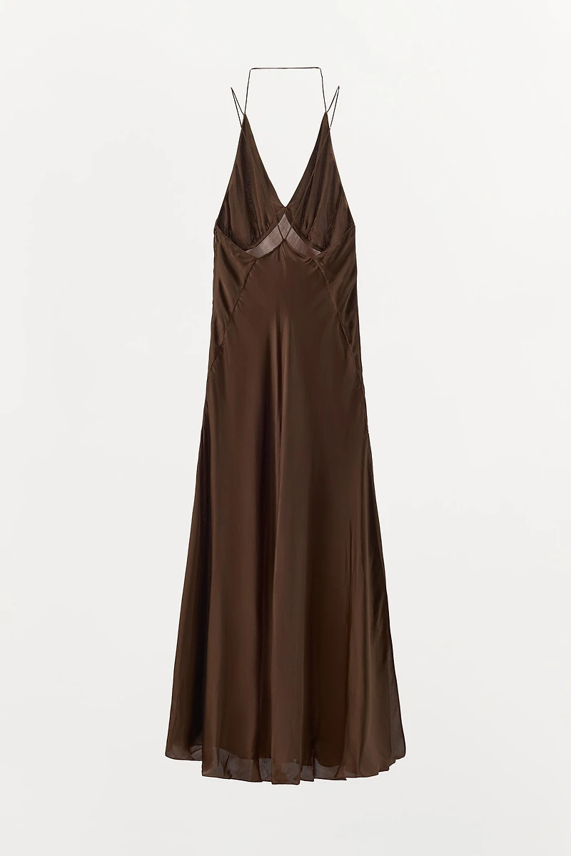 BACKLESS SATIN EFFECT DRESS