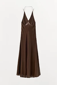 BACKLESS SATIN EFFECT DRESS