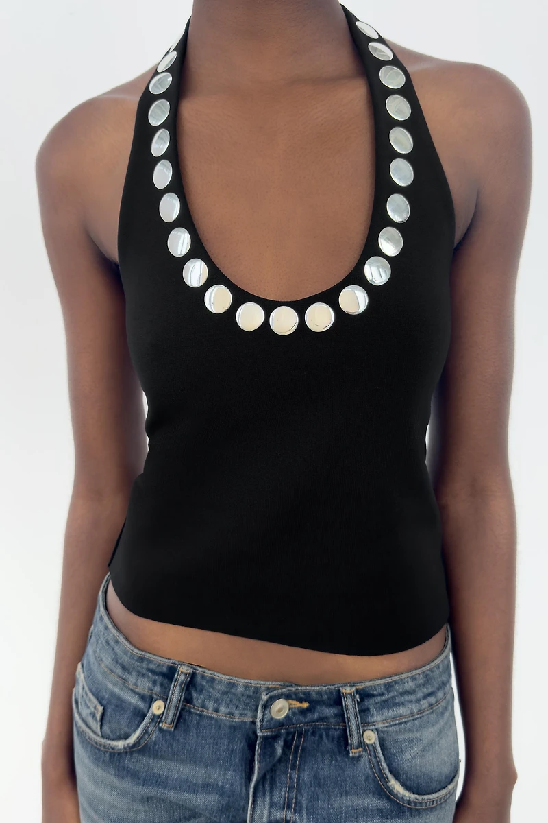 TOP HALTER CLOUTÉ
