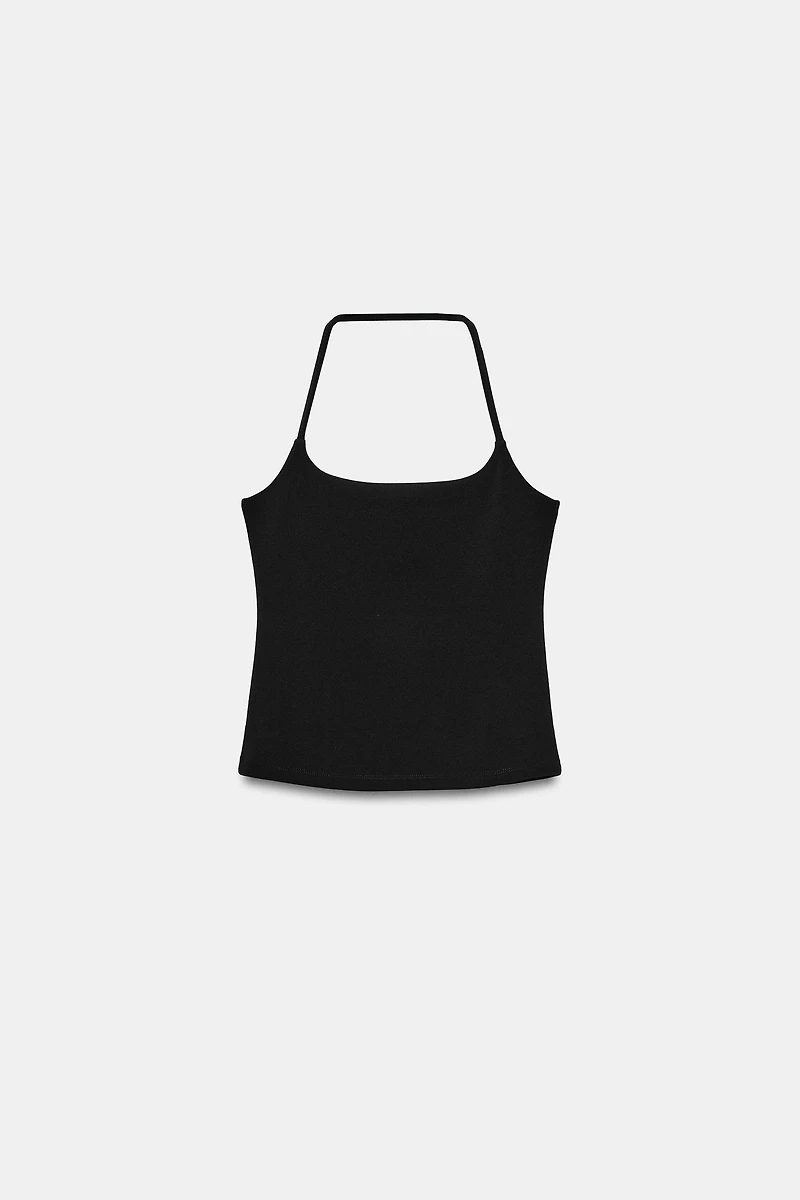 STRETCH KNIT HALTER TOP