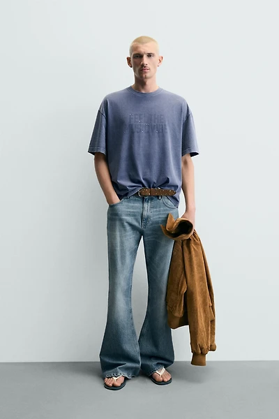 WASHED PRINTED T-SHIRT WITH STUDS