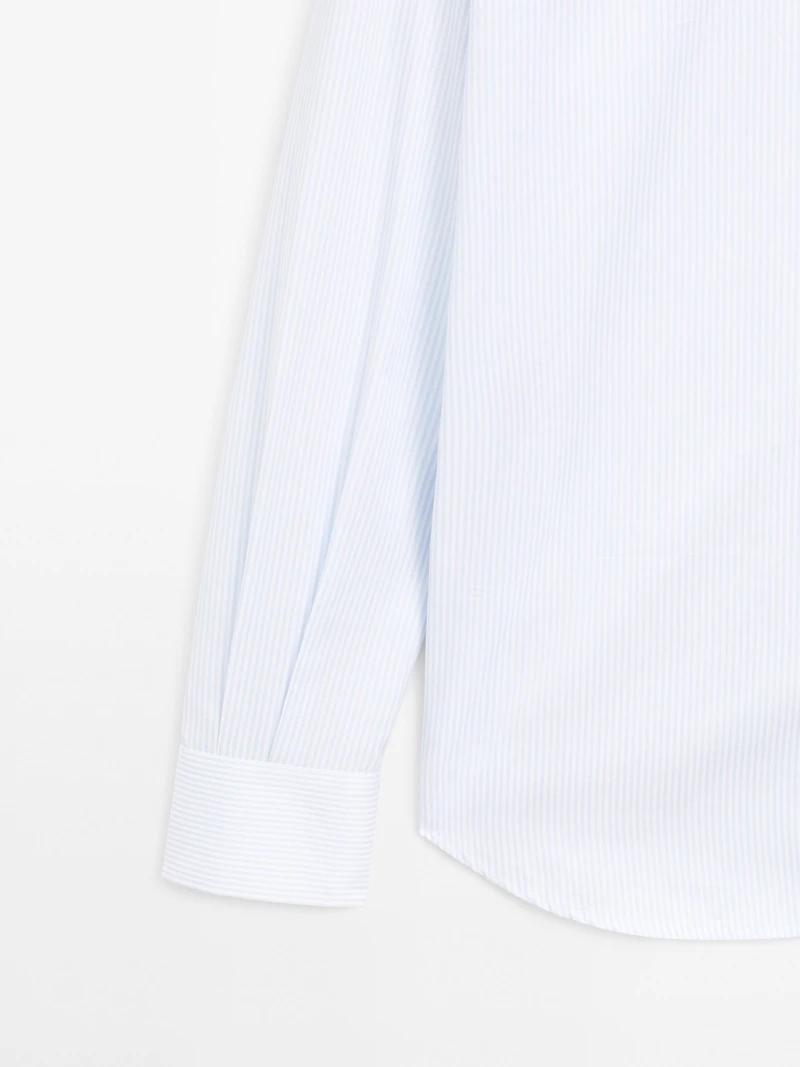 Slim fit striped 100% cotton shirt