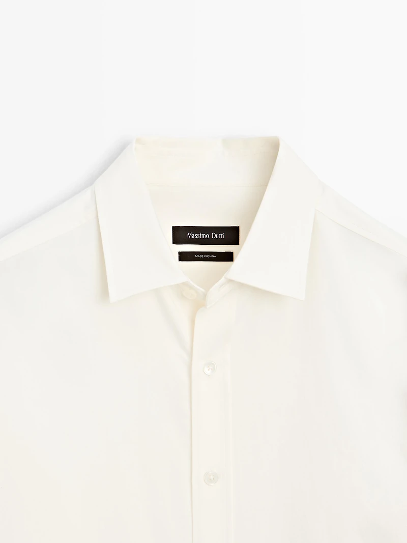 Regular fit cotton blend shirt